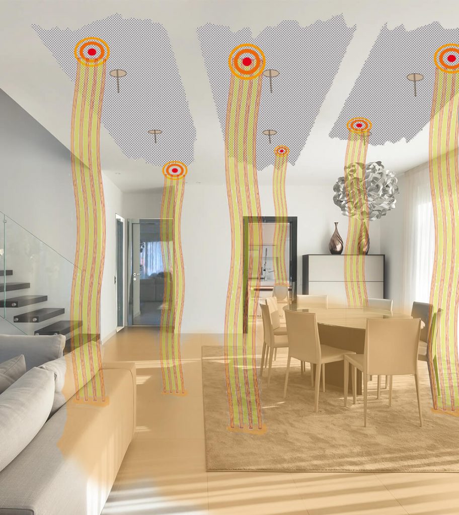 Modern house showing heat loss