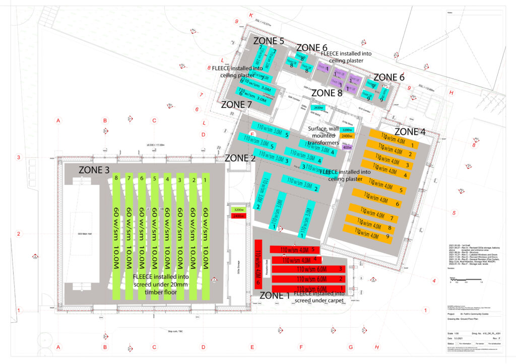 plan showing location of infrared heating