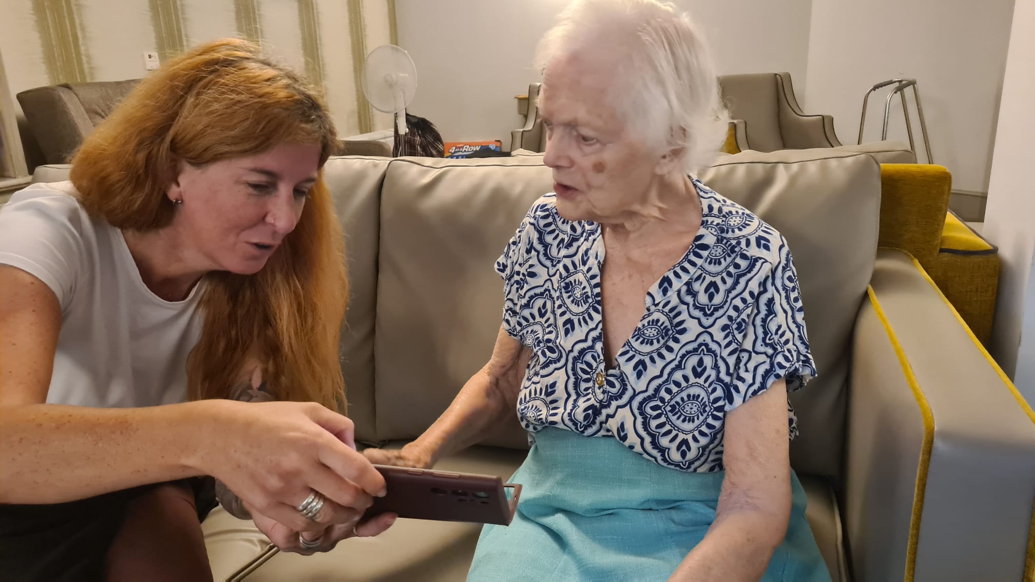 Relatives visit elderly in care home