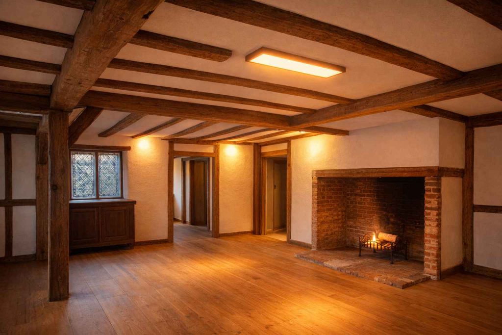 infrared heating installed in heritage timber framed building without altering original features
