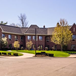 stock photo Retirement and assisted living facility on a beautiful spring day