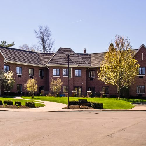 stock photo Retirement and assisted living facility on a beautiful spring day